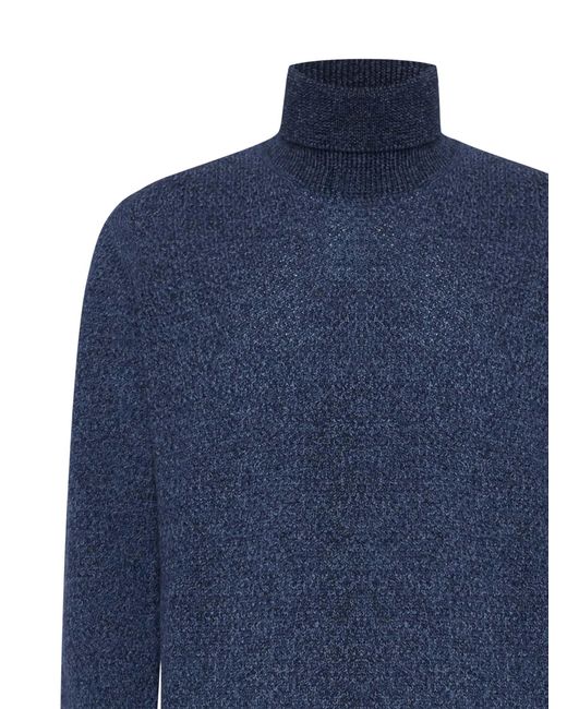 D 40 Blue Turtleneck Wool Sweater for men