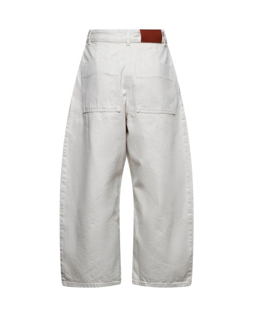 Studio Nicholson White Denim Wide And Cropped Chalco Jeans