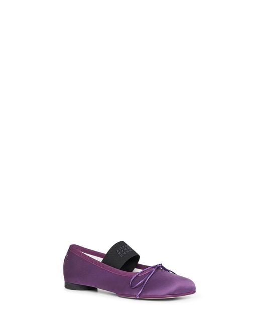 MM6 by Maison Margiela Purple Satin Anatomic Numeric Ballet Flats