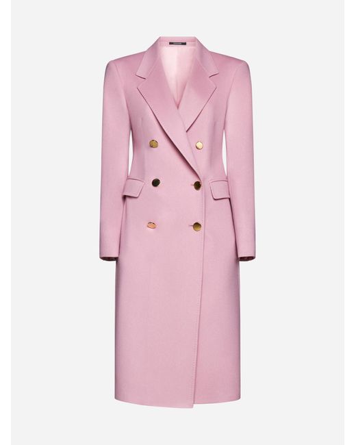 Tagliatore Pink Meryl Double-breasted Wool Coat