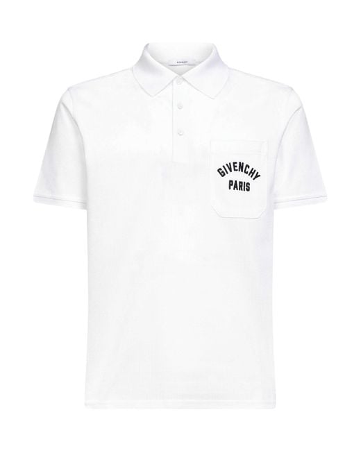 Givenchy White Cotton Piqué Paris Polo Shirt for men