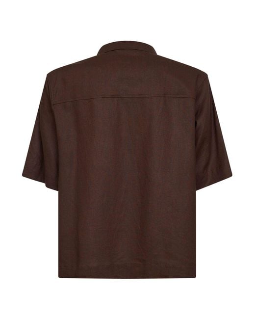 Hevò Brown Linen And Viscose Montursi Polo Shirt for men