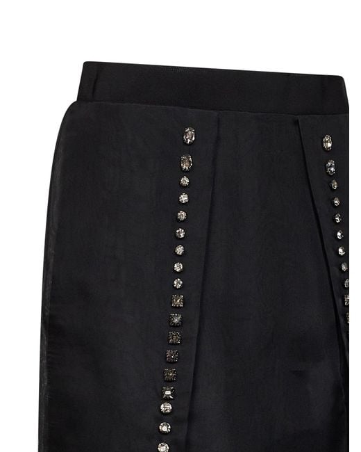 Stella McCartney Black Crystal-Embellished Silk Organza Midi Skirt