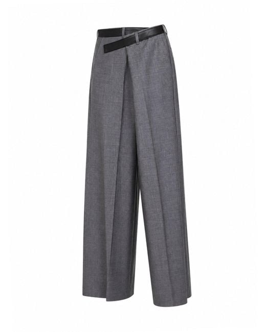 DARKPARK Gray Gaia Wool Wide-Leg Trousers With Belt