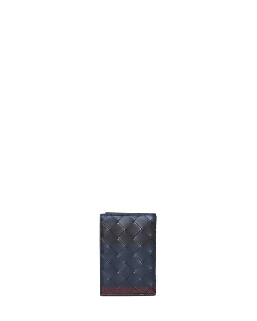 Bottega Veneta Blue Tricolor Bifold Intrecciato Card Holder for men