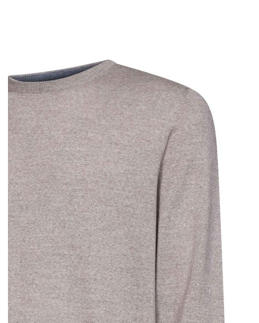 D 40 Gray Virgin Wool Knit Crewneck Sweater for men