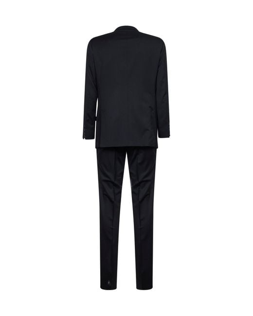 Kiton Black Virgin Wool Double-Breasted Suit for men