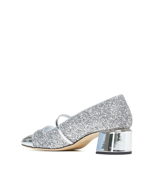Jimmy Choo White Elisa Glitter Fabric Pumps