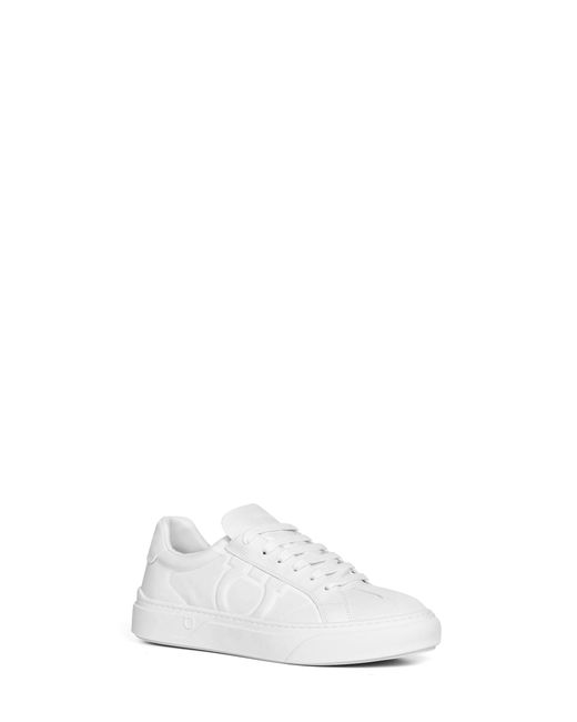 Ferragamo White Leather Gancini Sneakers for men