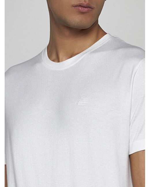 Etro White Round Neck T-Shirt for men
