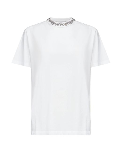 Golden Goose Deluxe Brand White Cotton Cabochon Crystal Embellished T-Shirt