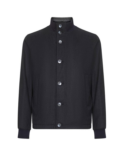 Herno Resort Men's Blue Silk And Cashmere Resort Bomber Jacket
