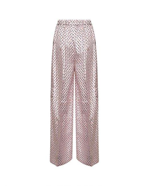 Max Mara Pink Printed Silk Twill Mxmviscio Trousers