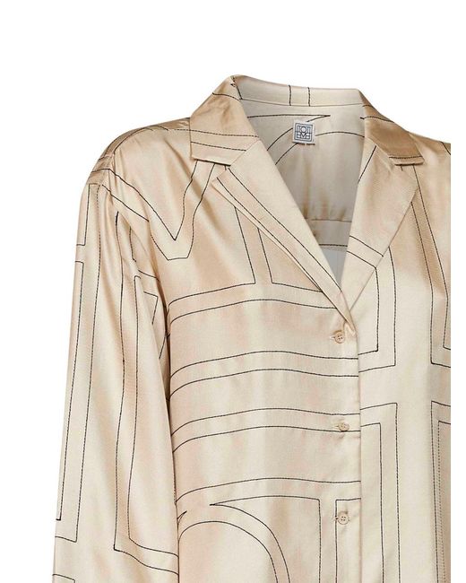 Totême Natural Monogram Silk Pj Shirt