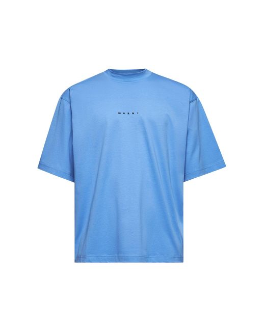 Marni Blue Light Jersey Mini Logo T-Shirt for men