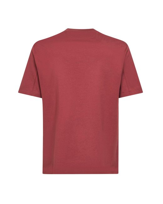 Brunello Cucinelli Red Coral Cotton Jersey Crewneck T-Shirt for men