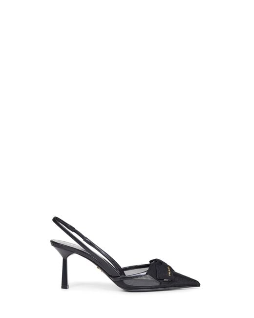 PRADA CALZATURE Metallic Mesh Slingback Pumps