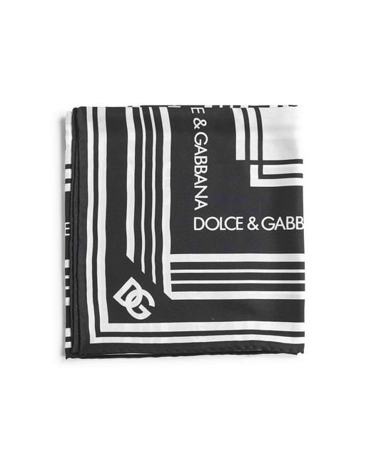 Dolce & Gabbana Black Crown Logo Square Handkerchief Scarf