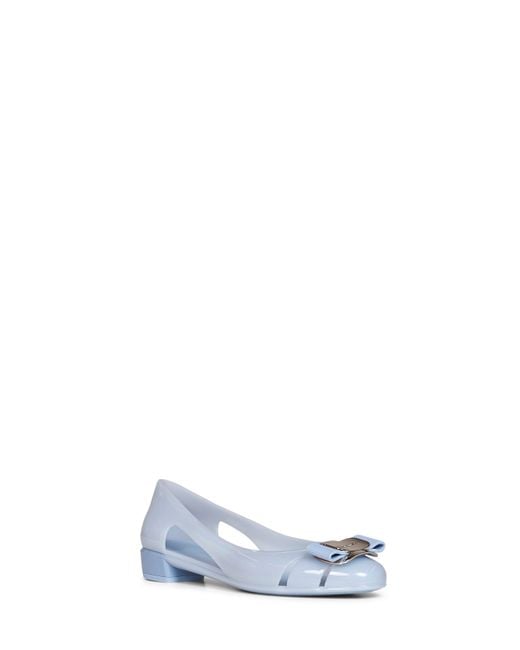 Ferragamo Blue Light Rubber Nara Jelly Ballet Flats