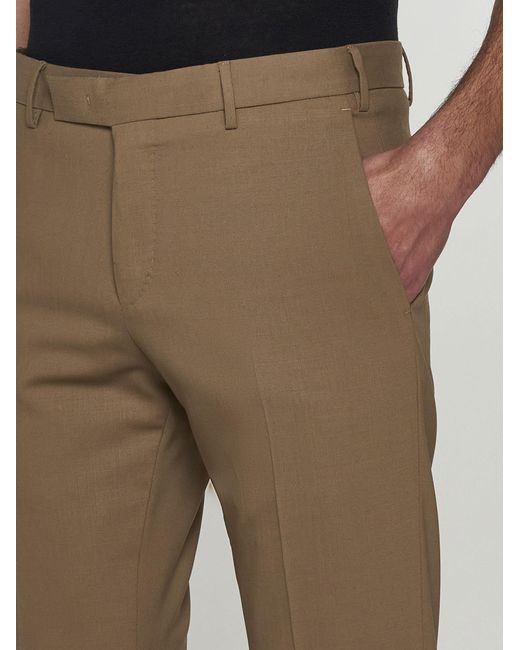 PT Torino Natural Dieci Stretch Wool Trousers for men