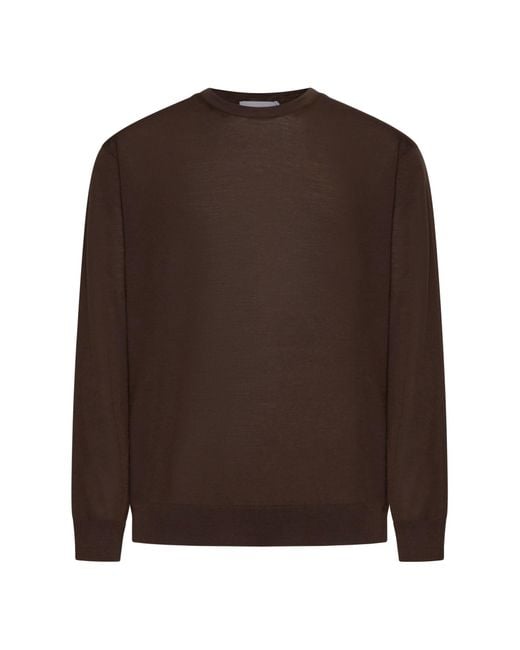 D 40 Brown Virgin Wool Crewneck Sweater for men