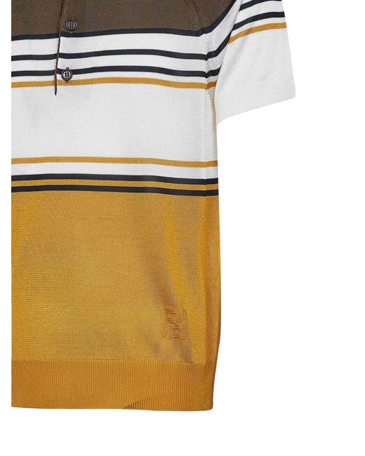 Fendi Multicolor Striped Color Block Viscose Knit Polo Shirt for men