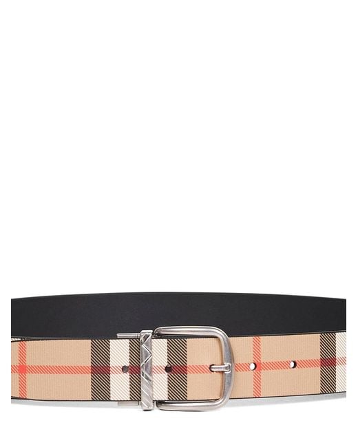 Burberry White Reversible Belt With Check Buckle for men