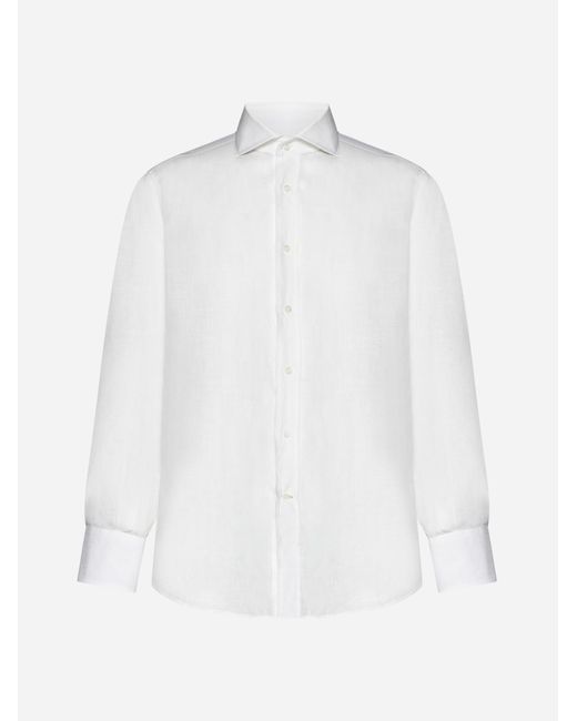 Brunello Cucinelli White Linen Shirt for men