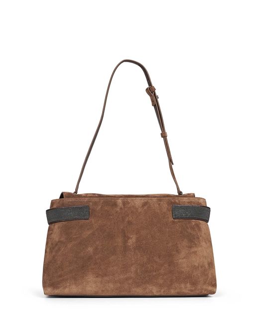 Brunello Cucinelli Brown Caramel Essence Crossbody Bag
