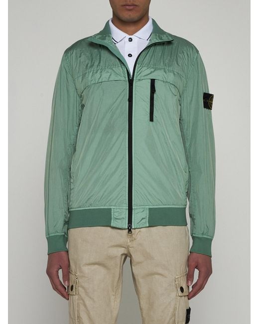 Stone Island Green High-collar Nylon Jacket for men