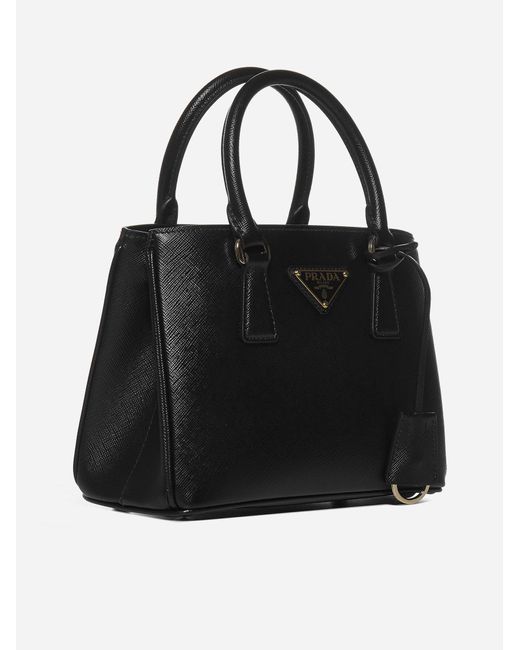 Large Saffiano Leather Prada Galleria Bag in BLACK