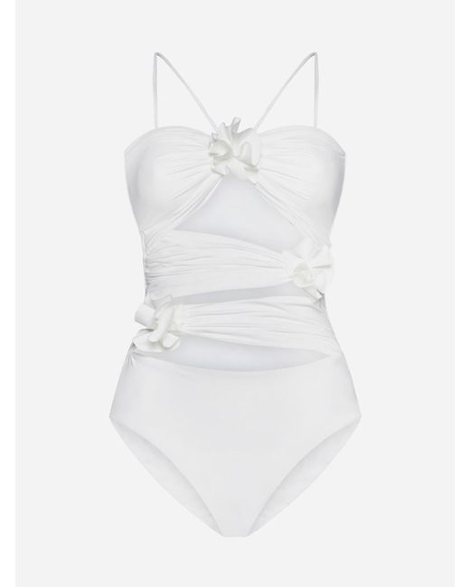 Maygel Coronel White Trinitaria One-piece Swimsuit