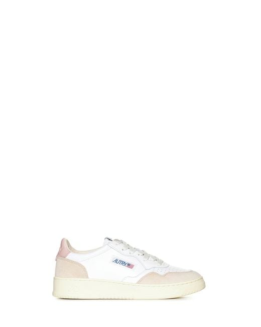 Autry White Medalist Leather And Suede Sneakers By