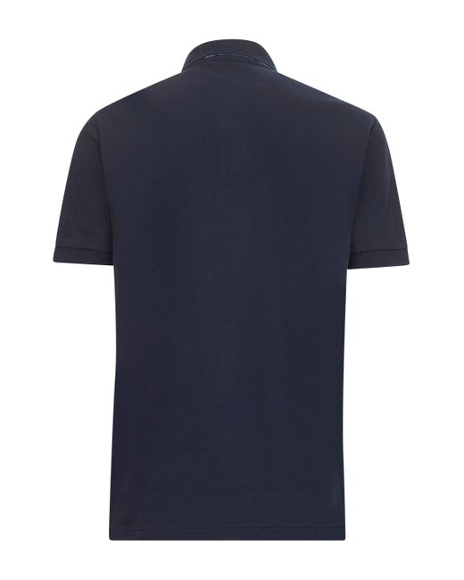 Etro Blue Cotton Piquet Polo Shirt for men