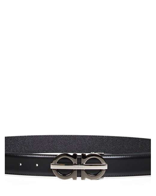 Ferragamo White Gancini Reversible Belt for men