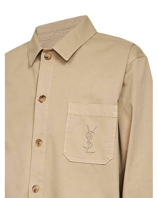 Saint Laurent Natural Certified Cotton Cassandre Overshirt for men