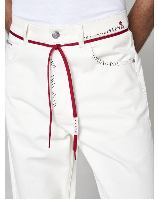 Marni White Drawstring Jeans for men