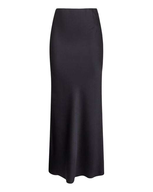 Blanca Vita Black Midnight Satin Garra Long Flared Skirt