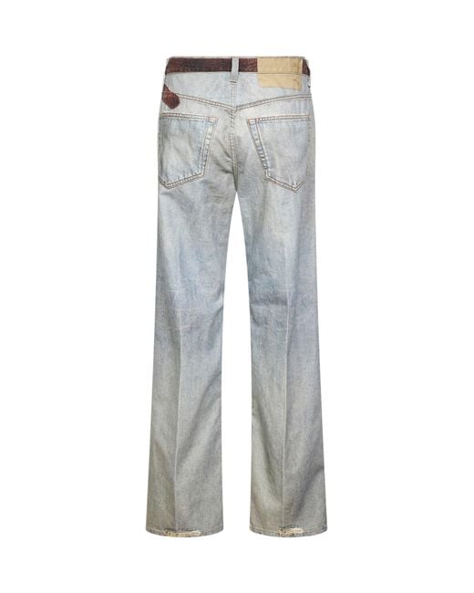 Haikure Gray Denim Bonnie Boyfriend Jeans With Trompe-L'Œil Print