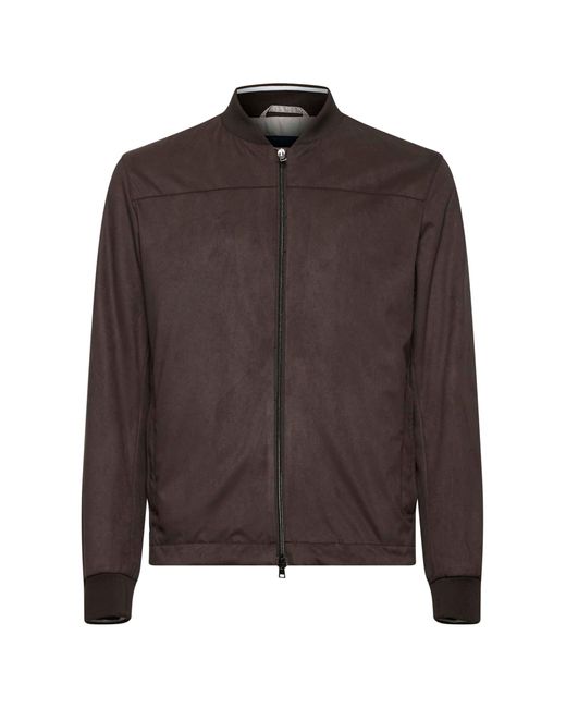 Herno Brown Suede Effect Bomber Jacket for men