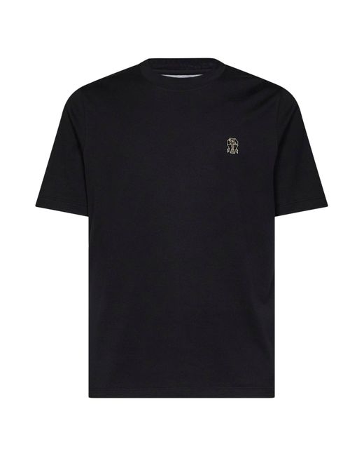 Brunello Cucinelli Black Crewneck T-Shirt Cotton for men