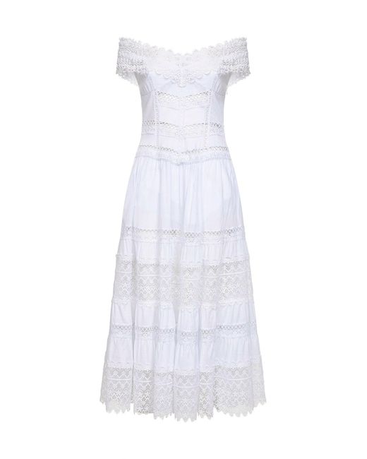 Charo Ruiz White Voile And Guipure Amaira Long Dress