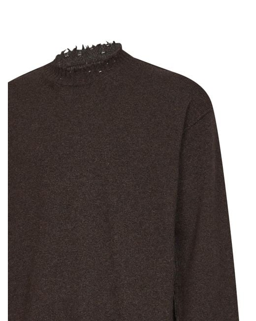 Uma Wang Black Cashmere Knit Crewneck Sweater for men