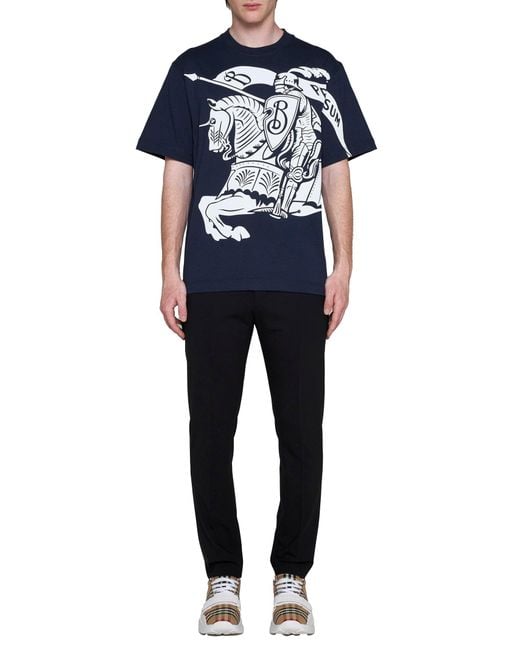 Tシャツ・カットソー Burberry Cerulean Blue Cotton T-Shirt Burberry Men's Harriston Logo T-Shirt in Vivid Blue Burberry