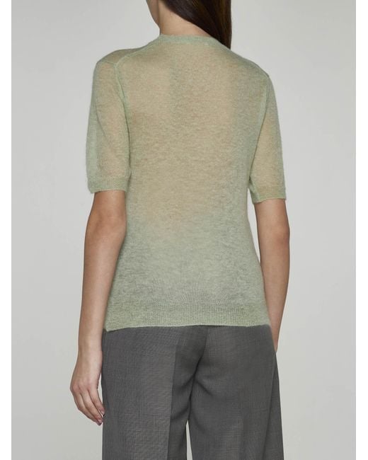 Auralee Green Mohair-blend Sweater
