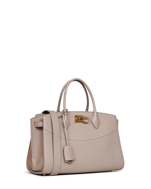 Ferragamo Natural Warm Taupe New Studio Soft Bag (L) Handbag