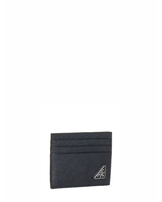 Prada White Saffiano Leather Card Holder for men