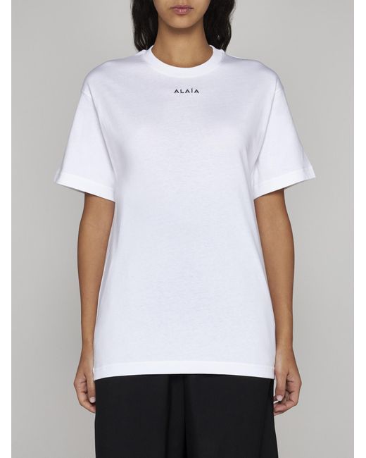 Alaïa White Logo Cotton T-shirt