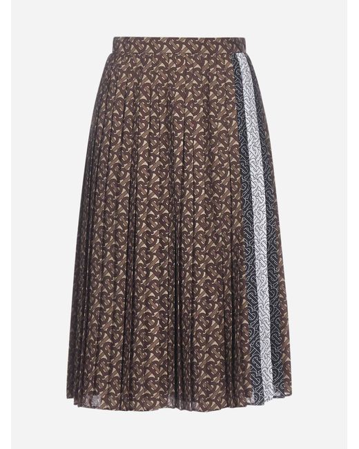 Burberry Brown Tb Monogram Pleated Skirt