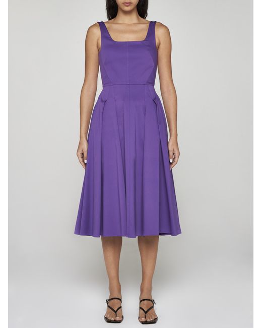 Blanca Vita Purple Aesculus Cotton-blend Midi Dress